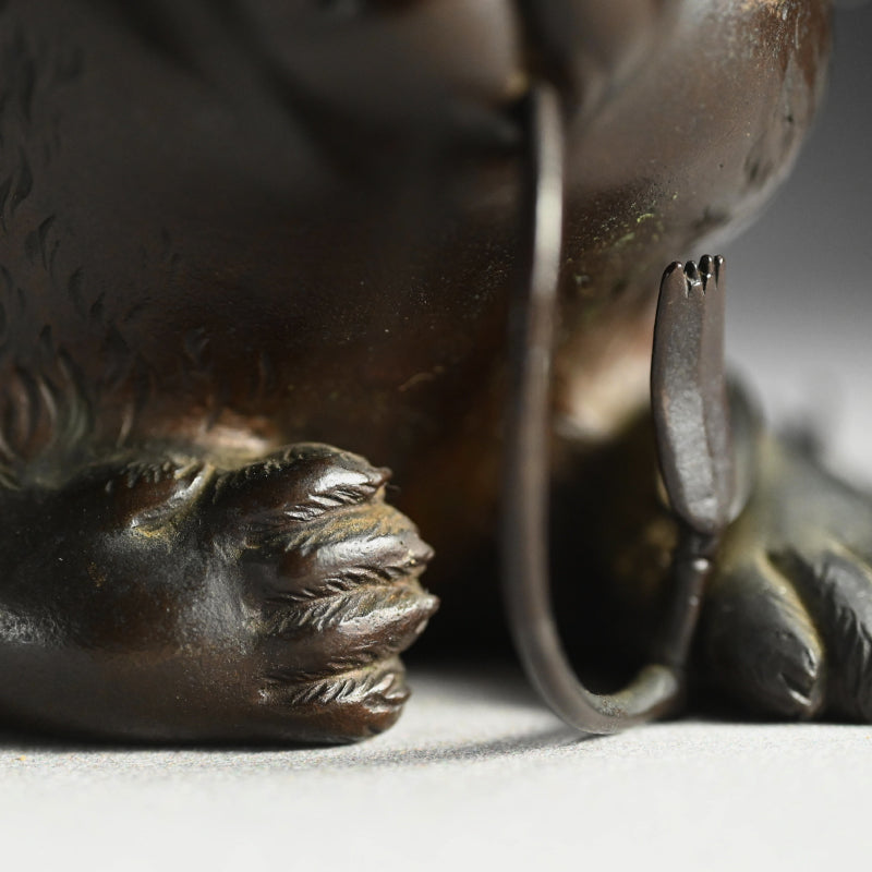 Pair Antique Japanese Bronze Puppies