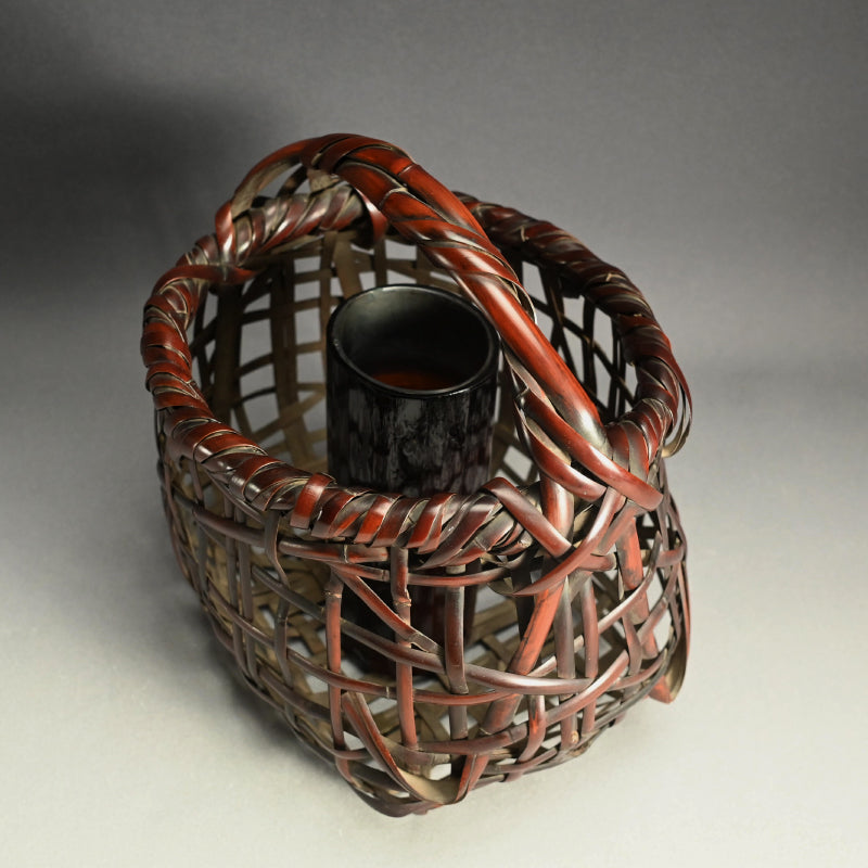 Bamboo Vase by Wada Waichisai III, 1928 ー三代 和田 和一斎 "花篭"