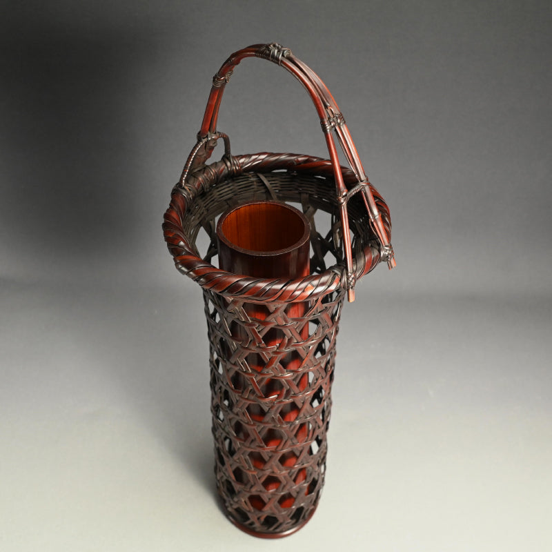 Antique Japanese Bamboo Basket ー山下 巧竹斎 “鳳美竹 華籃”