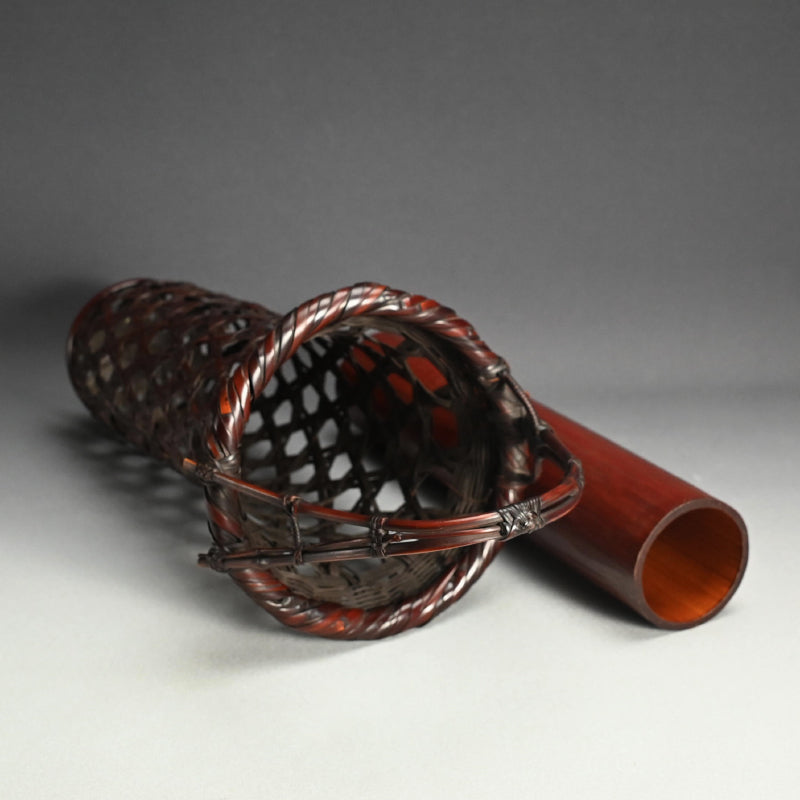 Antique Japanese Bamboo Basket ー山下 巧竹斎 “鳳美竹 華籃”