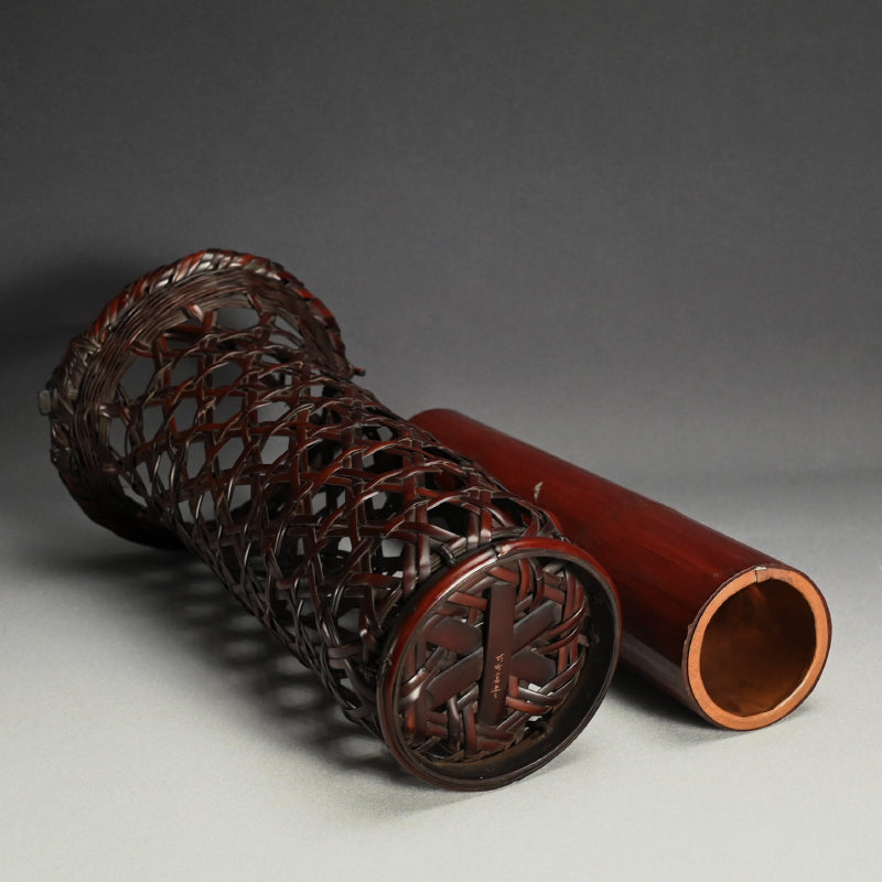 Antique Japanese Bamboo Basket ー山下 巧竹斎 “鳳美竹 華籃”