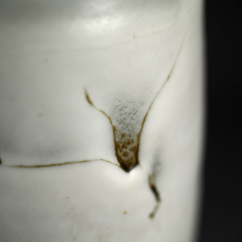 Ceramic Mizusashi Tea Ceremony Jar ー木村 盛伸 “黒地掛分白裂釉 水指”