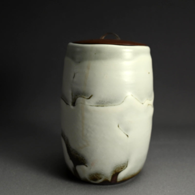 Ceramic Mizusashi Tea Ceremony Jar ー木村 盛伸 “黒地掛分白裂釉 水指”