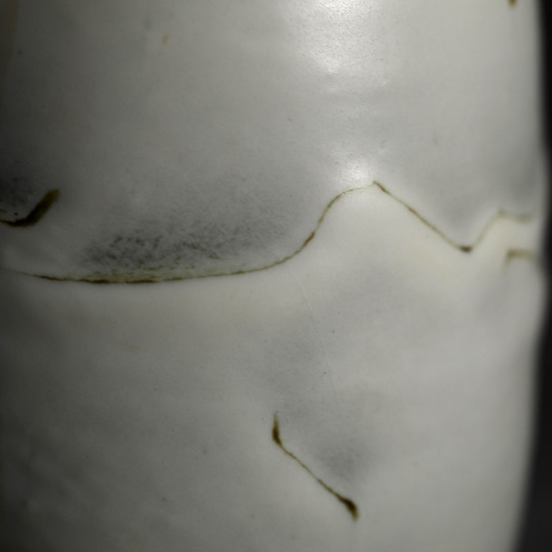 Ceramic Mizusashi Tea Ceremony Jar ー木村 盛伸 “黒地掛分白裂釉 水指”
