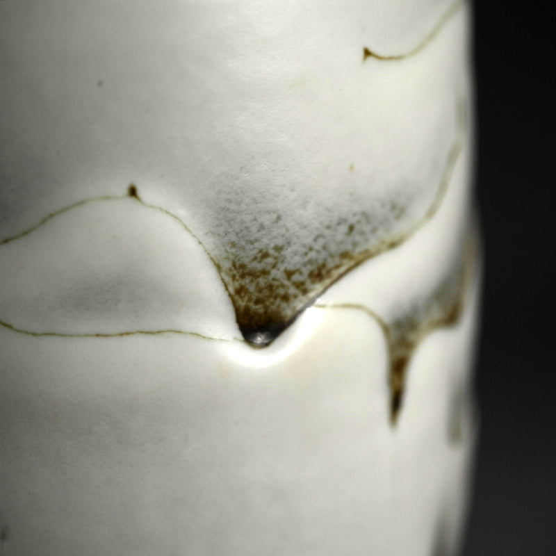 Ceramic Mizusashi Tea Ceremony Jar ー木村 盛伸 “黒地掛分白裂釉 水指”