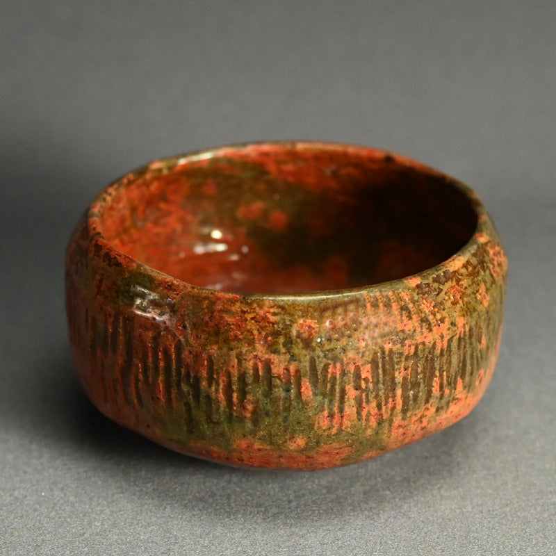Antique Japanese Red Raku Chawan Tea Bowl
