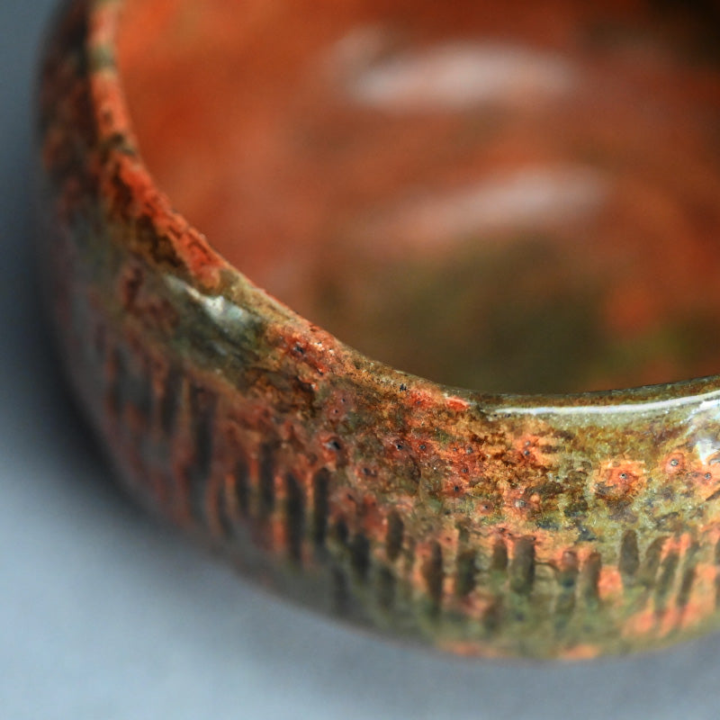 Antique Japanese Red Raku Chawan Tea Bowl