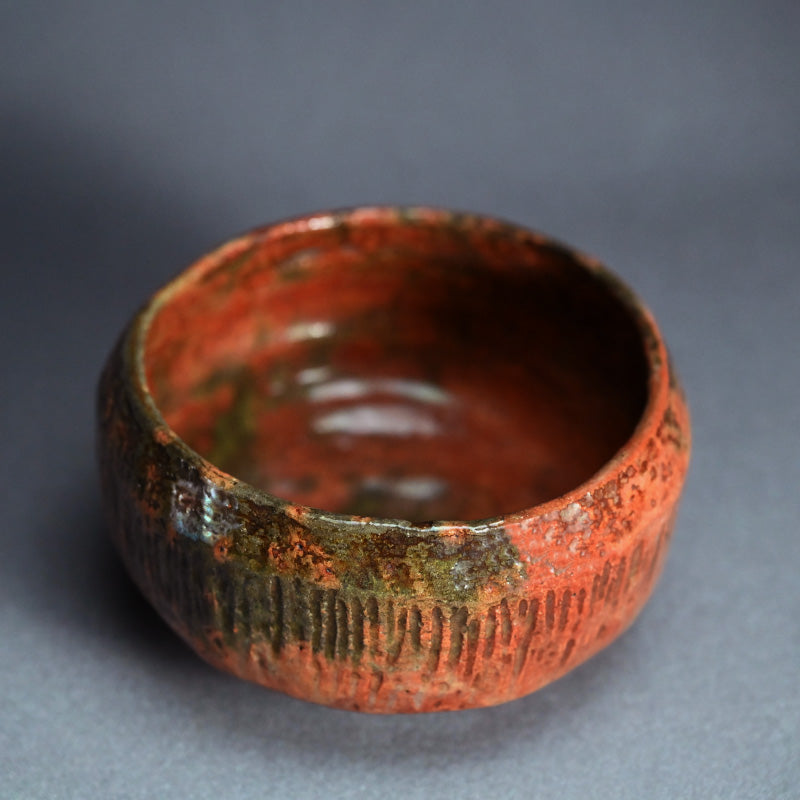 Antique Japanese Red Raku Chawan Tea Bowl