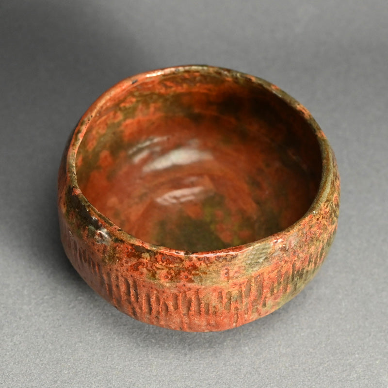 Antique Japanese Red Raku Chawan Tea Bowl