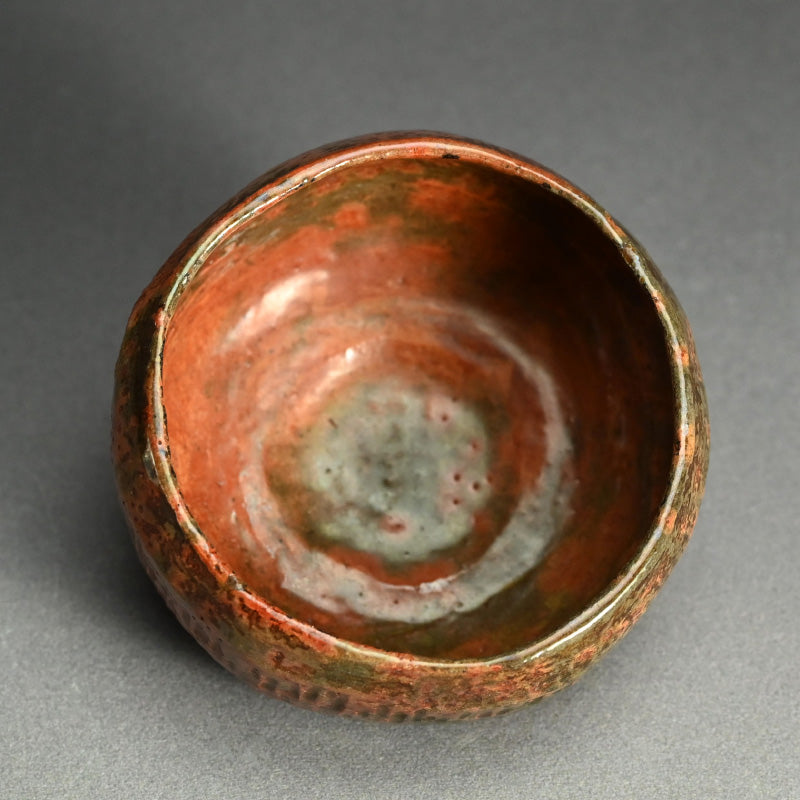 Antique Japanese Red Raku Chawan Tea Bowl
