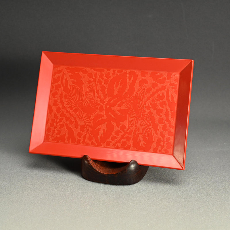 Engraved Cinnabar Lacquer Kikyoku Sencha Tea Cabinet ー朱毛彫器局