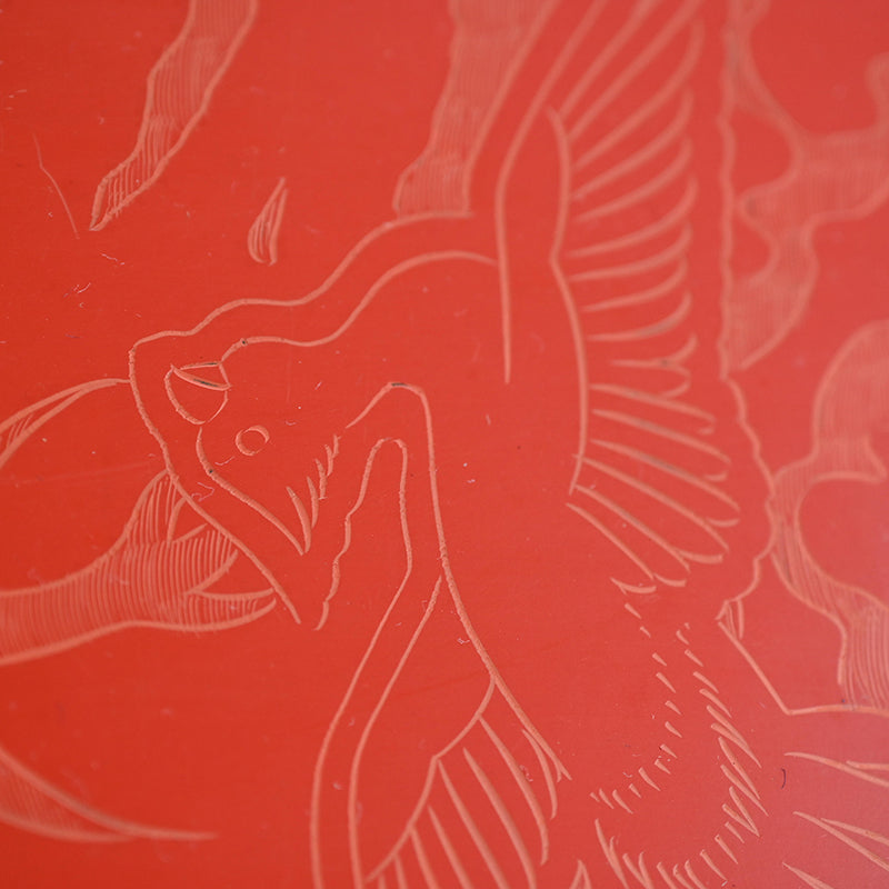 Engraved Cinnabar Lacquer Kikyoku Sencha Tea Cabinet ー朱毛彫器局