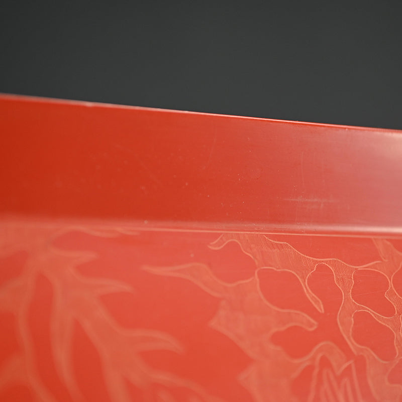Engraved Cinnabar Lacquer Kikyoku Sencha Tea Cabinet ー朱毛彫器局