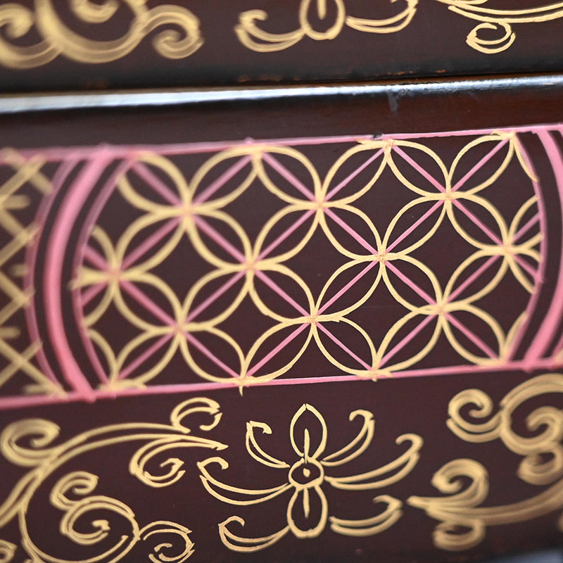 Toyoraku Yaki Lacquered Ceramic Jubako Stacking Box ー豊楽焼重箱