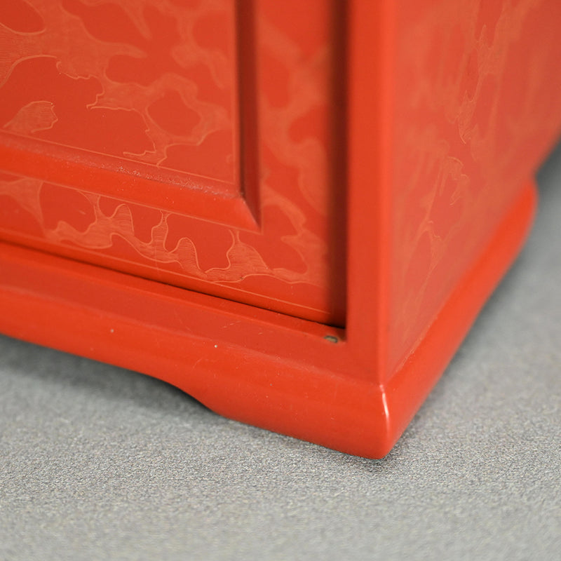 Engraved Cinnabar Lacquer Kikyoku Sencha Tea Cabinet ー朱毛彫器局
