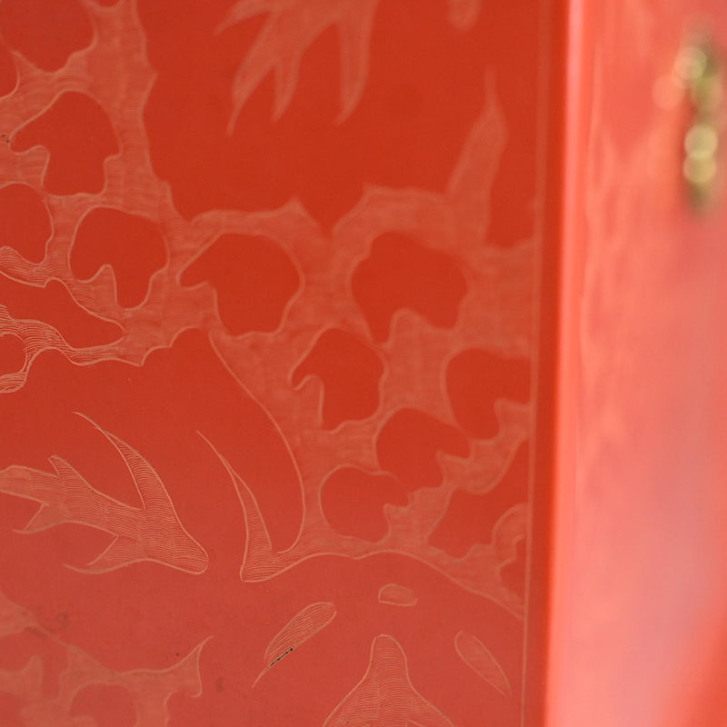 Engraved Cinnabar Lacquer Kikyoku Sencha Tea Cabinet ー朱毛彫器局