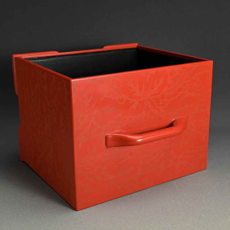 Engraved Cinnabar Lacquer Kikyoku Sencha Tea Cabinet ー朱毛彫器局