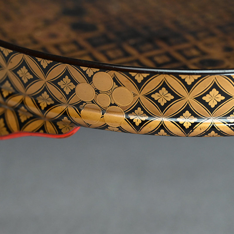 17th c. Tri-legged Antique Japanese Lacquer Tray with Gold Design ー時代蒔絵香盆