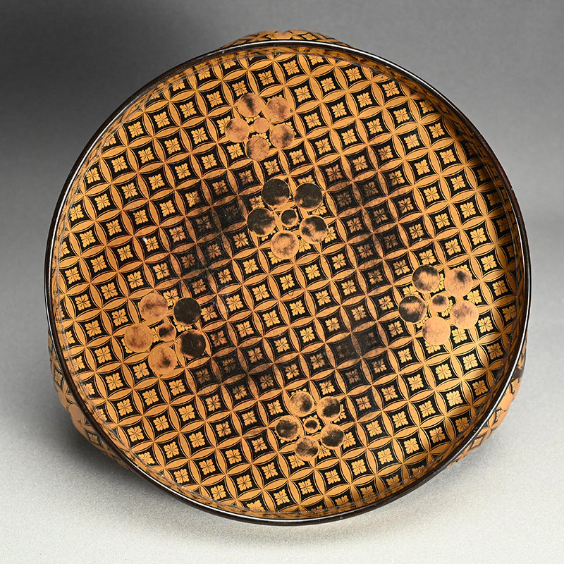 17th c. Tri-legged Antique Japanese Lacquer Tray with Gold Design ー時代蒔絵香盆