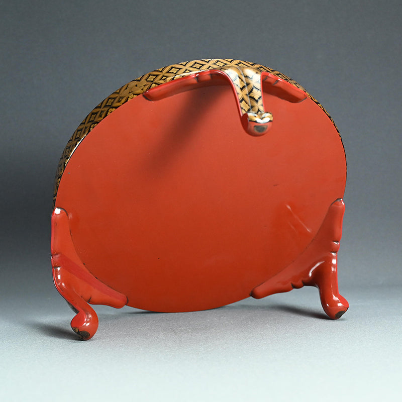 17th c. Tri-legged Antique Japanese Lacquer Tray with Gold Design ー時代蒔絵香盆
