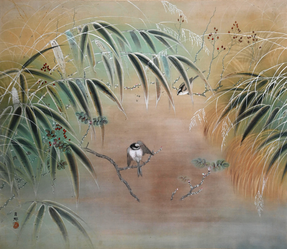 Birds visiting a pond ー上原 月卿