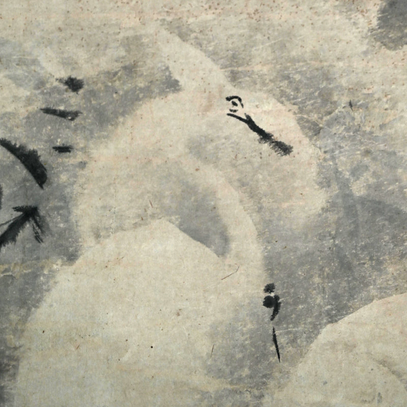 Ancient Ink Painting of Egrets in Snow