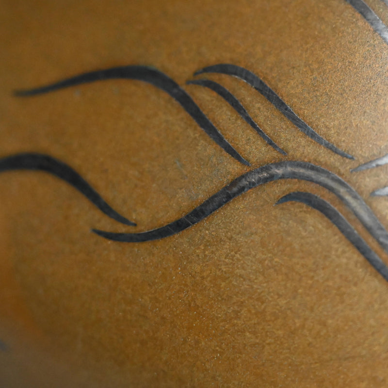 Superb Bronze Vase ー中川 浄益, 瑞翁宗左 "花入 波銀象嵌"