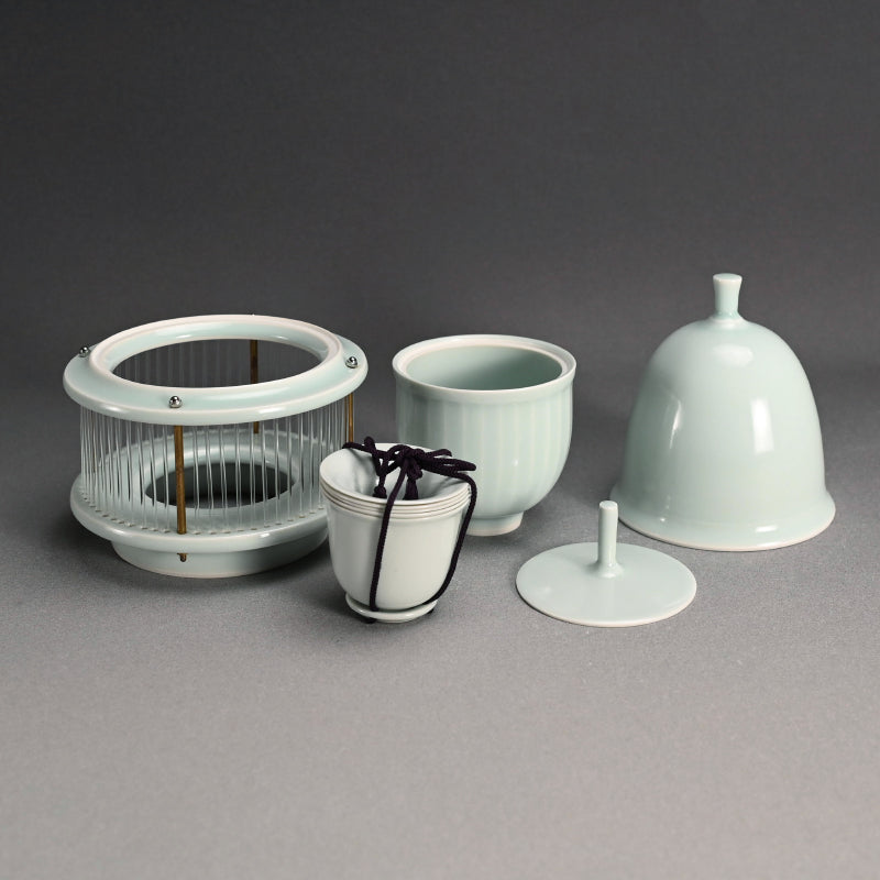 Sencha Porcelain Tea Cup Set ー八木 明 “蓋物付 煎茶碗”