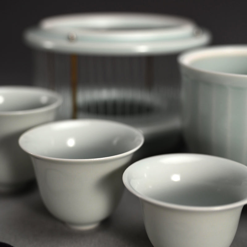 Sencha Porcelain Tea Cup Set ー八木 明 “蓋物付 煎茶碗”