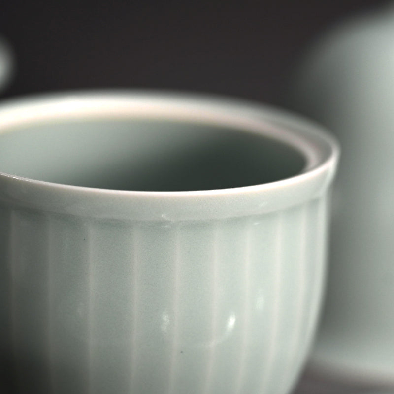 Sencha Porcelain Tea Cup Set ー八木 明 “蓋物付 煎茶碗”