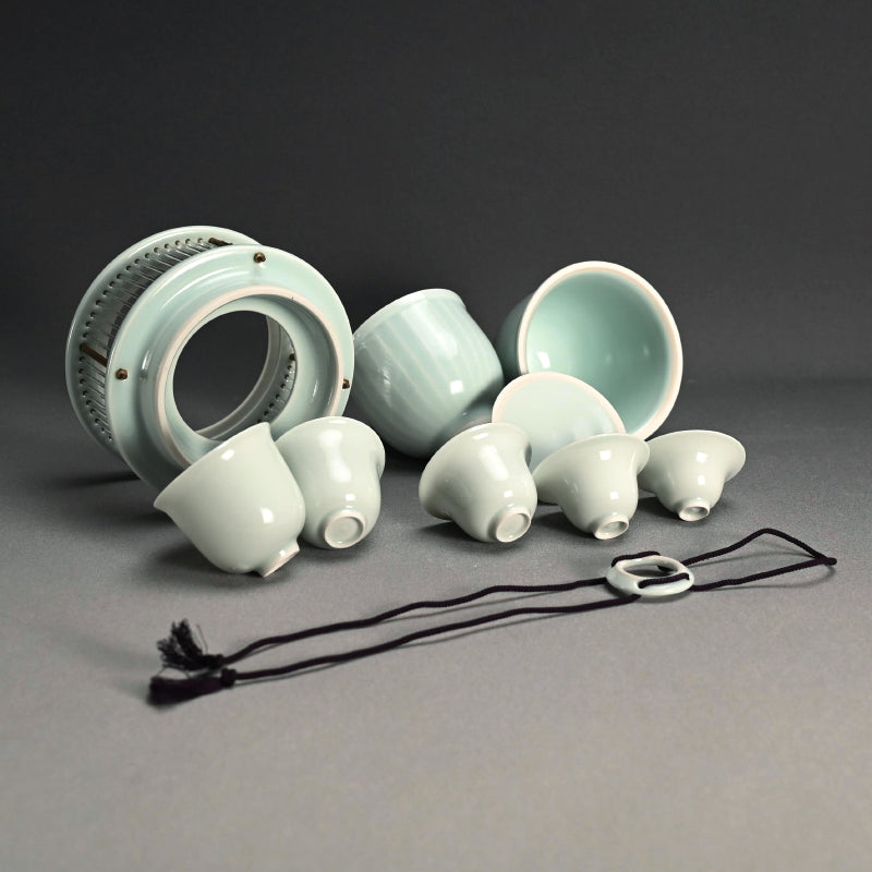 Sencha Porcelain Tea Cup Set ー八木 明 “蓋物付 煎茶碗”