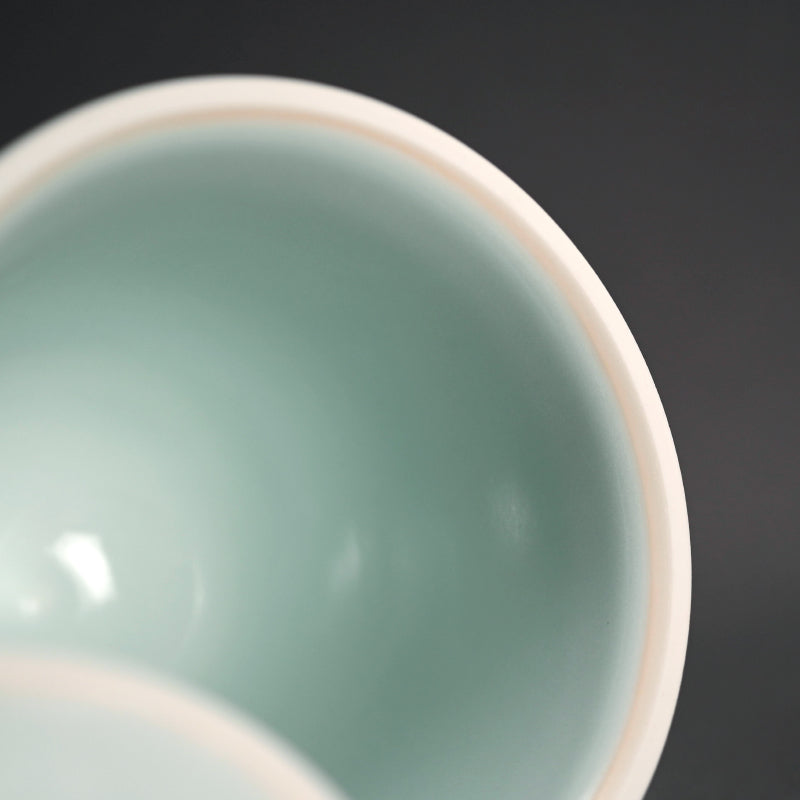 Sencha Porcelain Tea Cup Set ー八木 明 “蓋物付 煎茶碗”