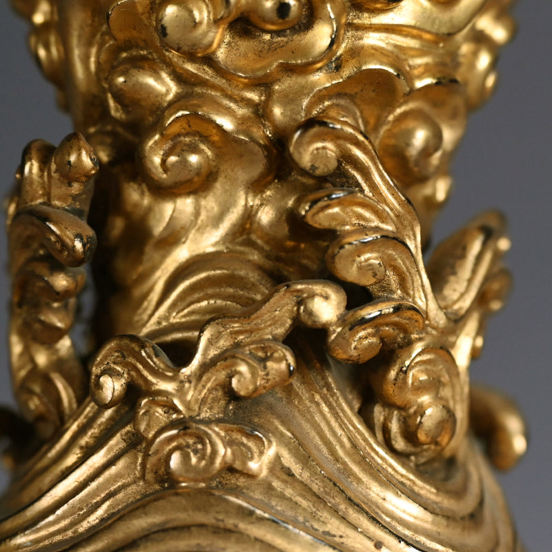 Buddhist Koro Incense Burner w/ Gilded Wooden Stand