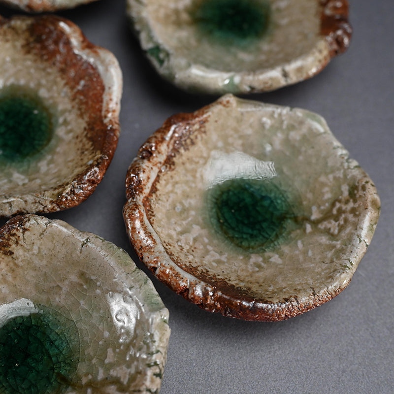 Iga Ash Glazed 5 pc. Plate Set ー新 学 “灰釉 叩き小皿”