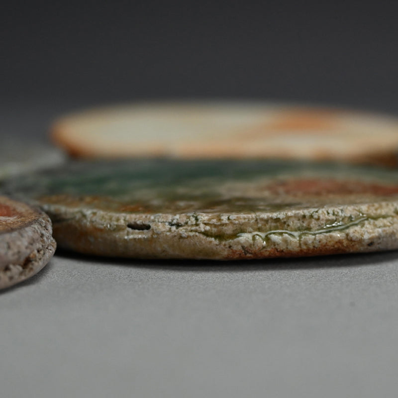 Shigaraki Goshoku set 5 Ash Blown Plates ー古谷 和也 “信楽五色円皿”