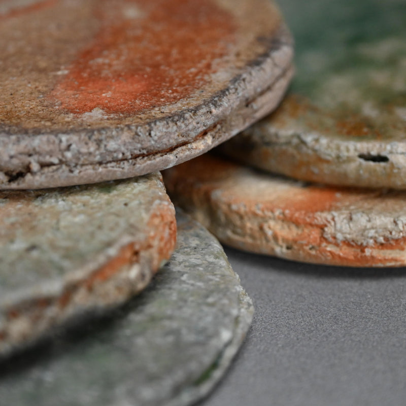 Shigaraki Goshoku set 5 Ash Blown Plates ー古谷 和也 “信楽五色円皿”