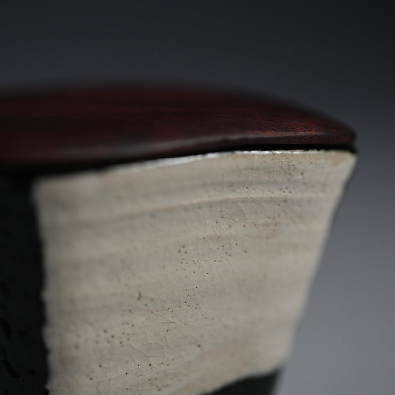 Kuro Oribe Ichimatsu Tea Container ー利茶土 ミルグリム “黒織部菱形市松茶器”