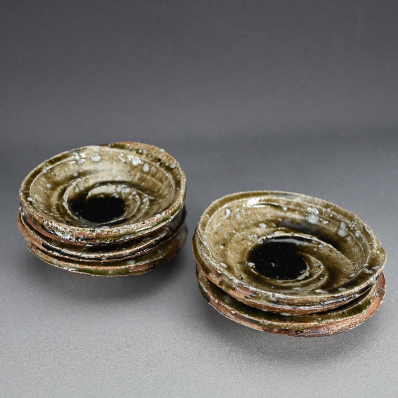 Set of 5 dishes ー村越 琢磨 “灰釉 あわび皿”
