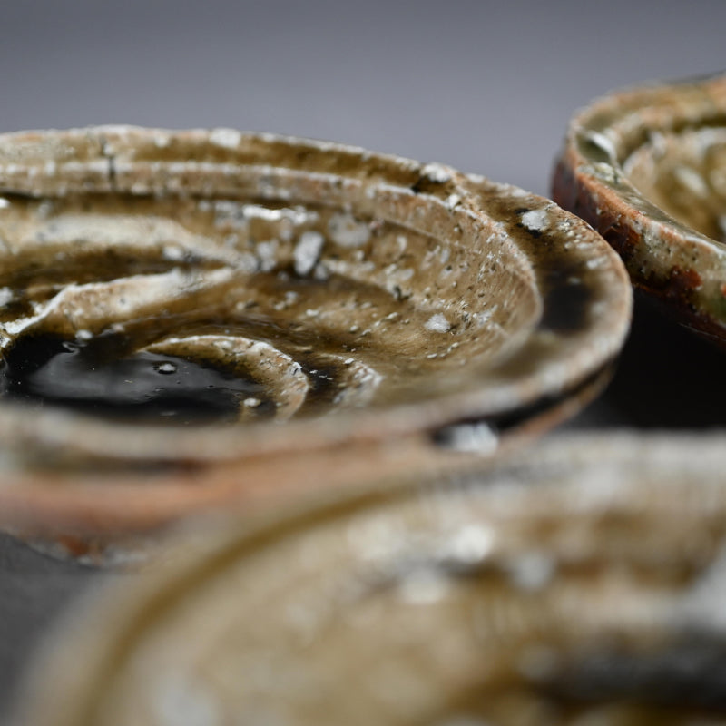 Set of 5 dishes ー村越 琢磨 “灰釉 あわび皿”