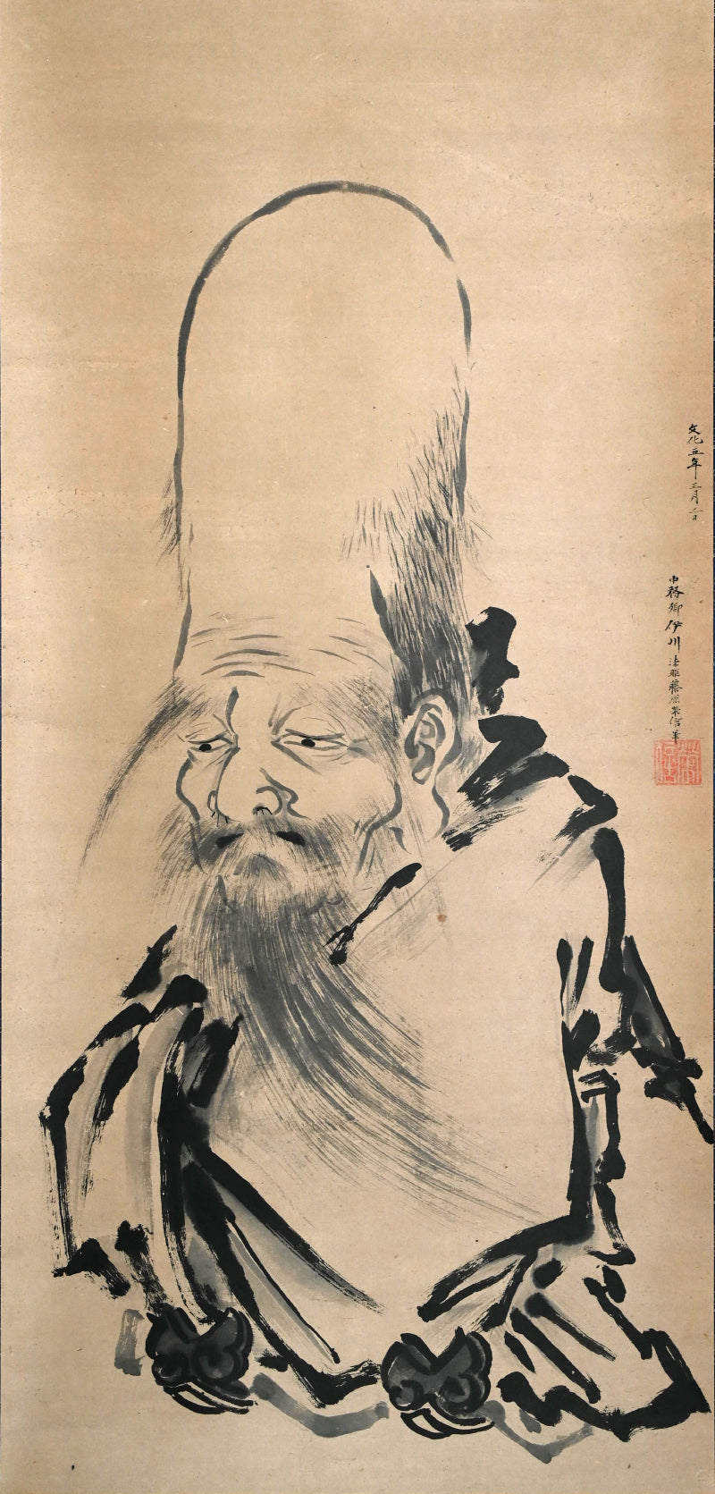 Edo period Painting, Jurojin ー狩野 栄信 “蝶夢圖”