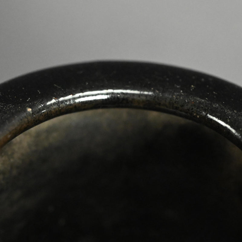 Kenzan Style Black Raku Koro Censer with Silver Lid ー乾山楽焼 香炉