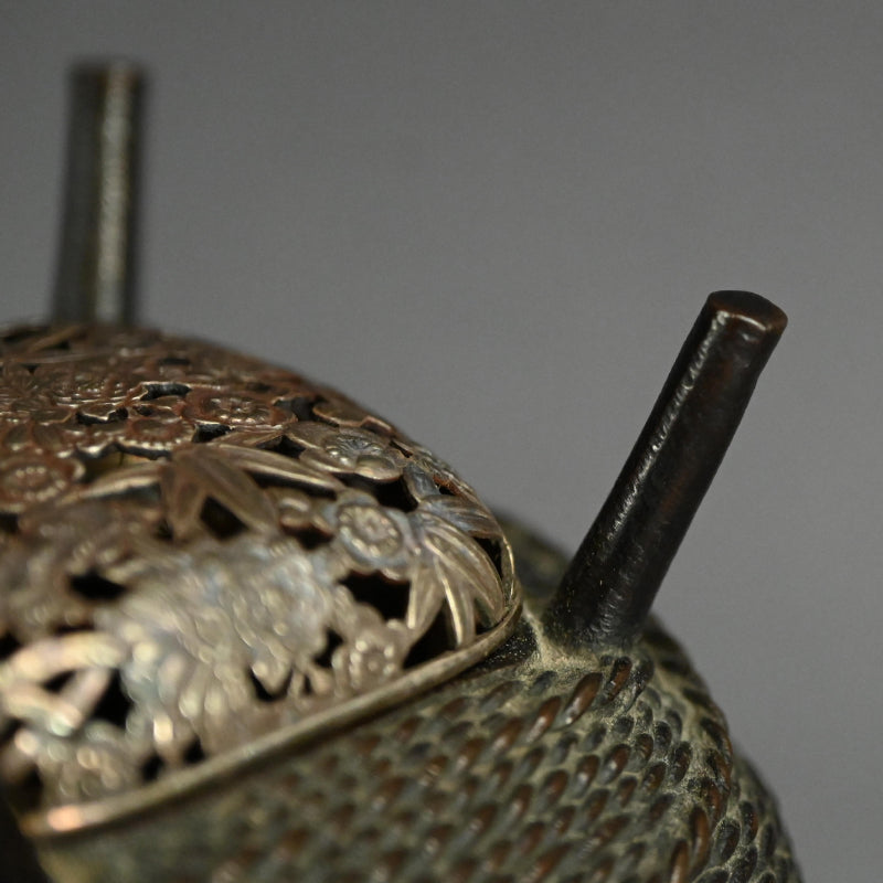 Antique, Bronze and Silver Koro Inense Burner, Ito-maki ー糸巻香炉