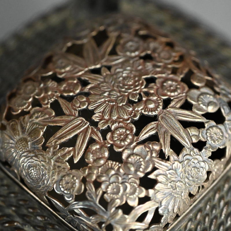 Antique, Bronze and Silver Koro Inense Burner, Ito-maki ー糸巻香炉
