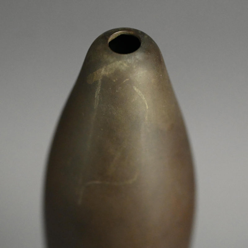 Antique Japanese Bronze Gourd Vase with Frog