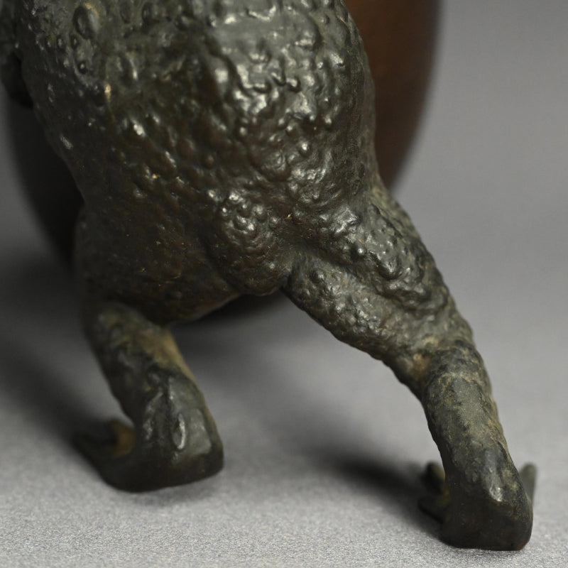 Antique Japanese Bronze Gourd Vase with Frog