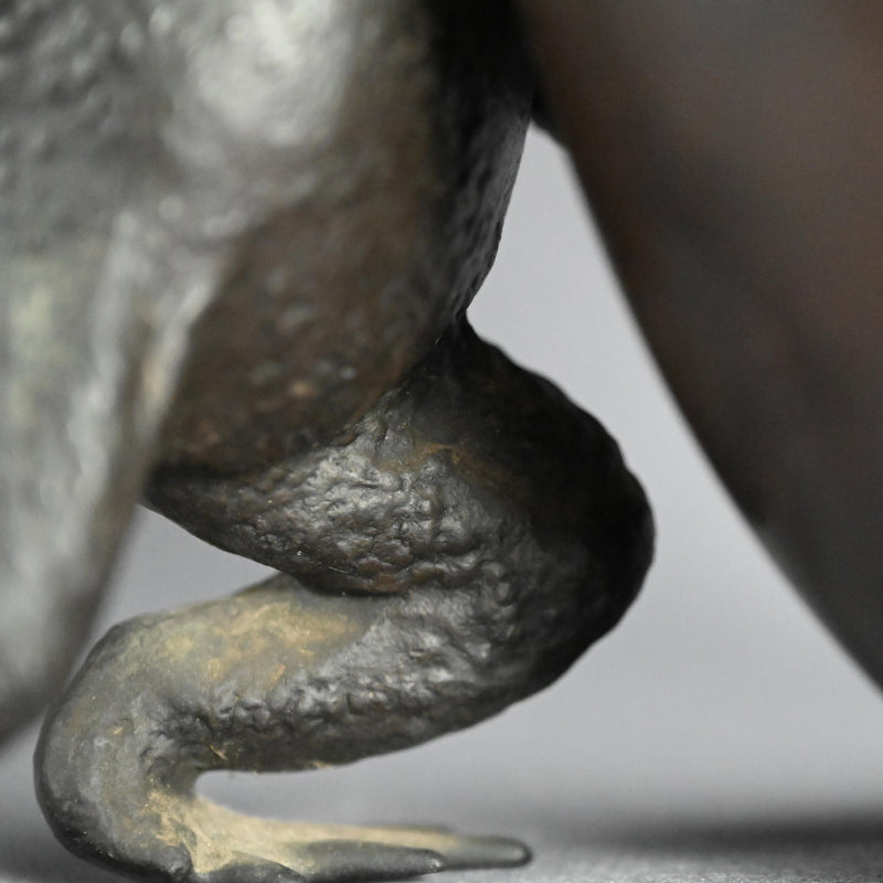 Antique Japanese Bronze Gourd Vase with Frog
