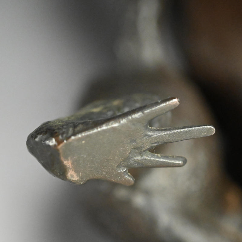 Antique Japanese Bronze Gourd Vase with Frog