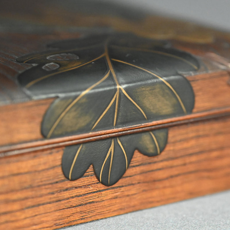 Antique Japanese Kiji-Maki-e Lacquer Suzuri Bako Writing Box