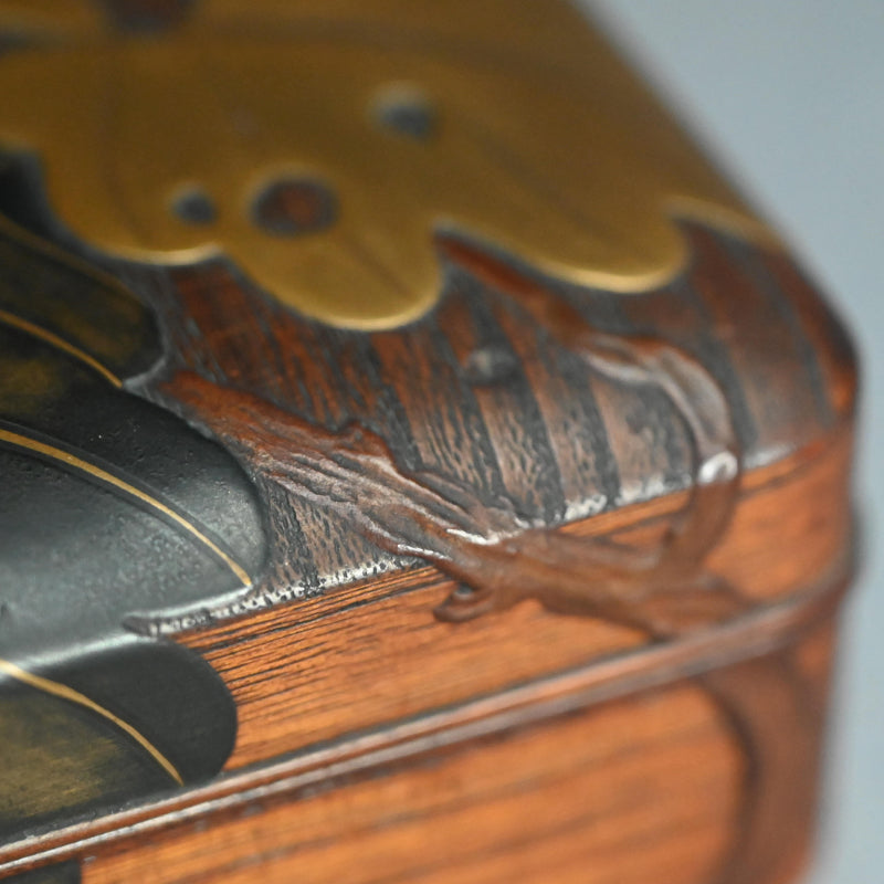 Antique Japanese Kiji-Maki-e Lacquer Suzuri Bako Writing Box
