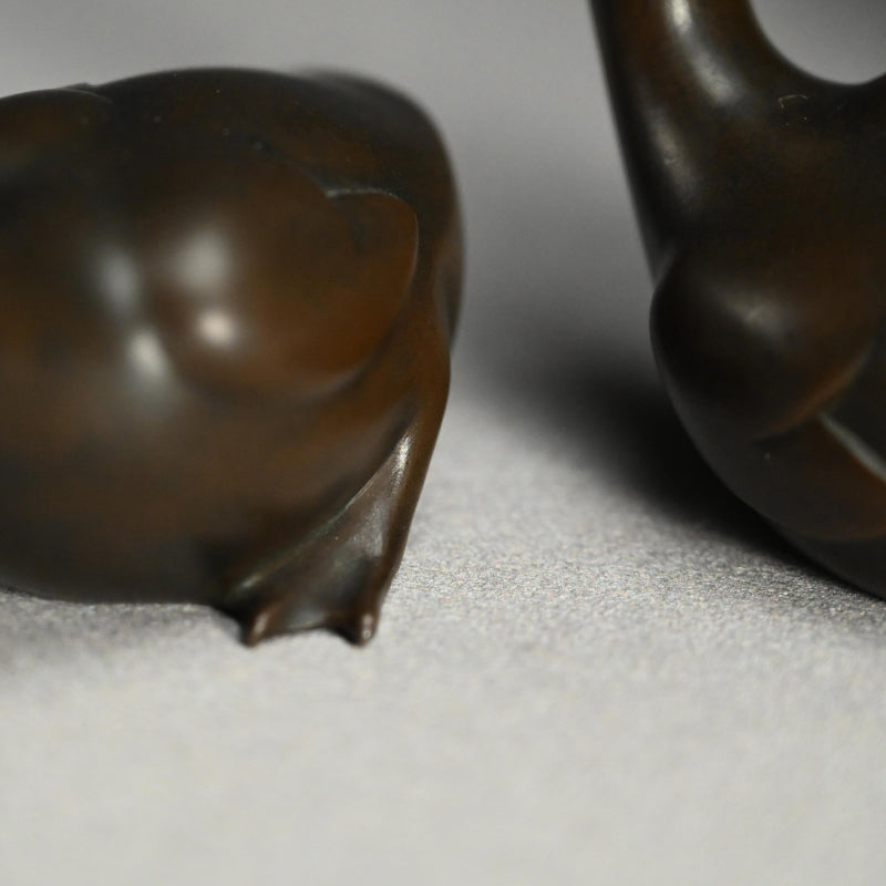 Bronze Duck family by Imperial Artist ー津田 信夫 "愛憐庇護"
